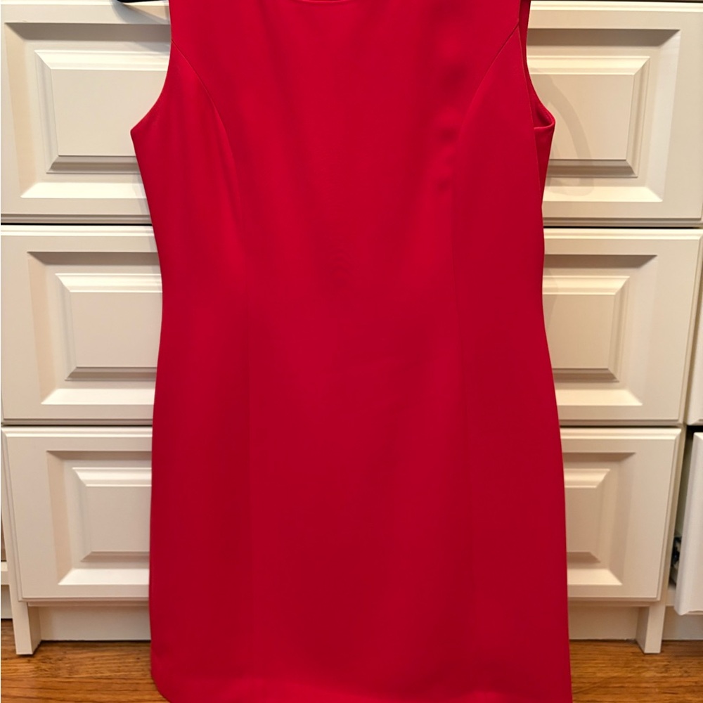 Casual Corner Red Sheath Mini Dress Crew Neck Sleeveless